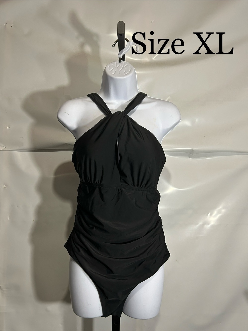 Women’s Black Halter One-Piece Swimsuit Size XLarge